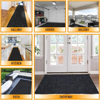 Ottomanson 2' x 14' Hallway Runner with Scraper Pile Extra Durable Non-Slip Rug Mat for Indoor & Outdoor Use - Ideal for Kitchen, Entryway, Patio & Garage - High-Traffic Carpet, Black
