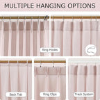 Vision Home Light Pink Pinch Pleated Semi Sheer Curtains Textured Linen Blended Light Filtering Window Curtains 112 inch for Living Room Bedroom Patio Pinch Pleat Drapes with Hooks 1 Panel 60"Wx112"L