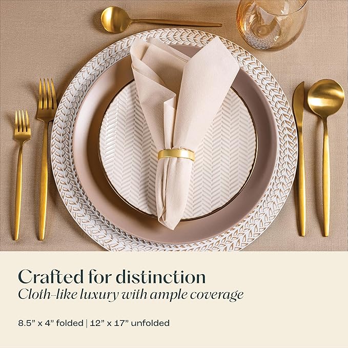 50-Pack Disposable Linen-Feel Green Napkins, 12" x 17" Cloth-Like Paper Dinner Napkins For Christmas, Wedding, Bathroom, Party Or Event