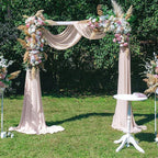 PARTISKY 10ftx7ft Taupe Chiffon Backdrop Curtains, Wrinkle-Free Sheer Fabric Photo Drapes for Wedding Ceremony Arch Birthday Baby Shower Photography Stage Decor 5ft x 7ft, 2 Panel