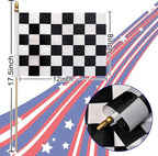 12Pcs 8×12 Inch Small Checkered Flags Black and White Racing Flags on Wood Stick Mini Race Car Handheld Flag Decorations