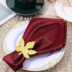 Elegant Handcrafted Leaf Napkin Rings - Set of 12 Premium Aluminum Holders for Dinner Parties, Weddings, Special Occasions & Everyday Dining (Gold) - CLEENTABLE