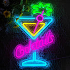 Cocktails Neon Sign Cocktail Glass LED Neon Signs Art Wall Lights for Beer Bar Decor Dimmable USB Powered Martini LED Neon Light for Party, Cocktails Bar, Pub, Night Club, Man Cave Decoration