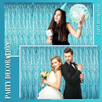 Jutom 6 Pieces 3.3 x 6.6 ft Wavy Tinsel Foil Fringe Curtains Foil Fringe Streamer Backdrop Party Curtain for Sea Mermaid Baby Shower Birthday Party Decoration(Blue Green)