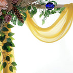 MDS Halloween Chiffon Draping Fabric - 2 Panel, 30" Wide x 40ft Long - Sheer Spooky Arbor & Canopy Drapery for Haunted House Backdrops, Party Ceilings, DIY Costumes & Themed Events - Gold