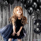 Black Tinsel Curtain Party Backdrop - GREATRIL Party Streamers Backdrop Foil Fringe Curtains for Birthdays/Wizard Halloween Decorations - 1m x 2.5m - Pack of 2