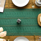 Artoid Mode Dark Green Farmhouse Woven Rustic Hollow Table Runner, Seasonal Holiday Kitchen Dining Table Decoration for Home Party Decor 12x36 Inch