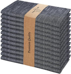 Urban Villa Dinner Napkins Black White Chambray Cloth Napkins (Set of 12) Oversized 20x20 Inches100% Cotton Slub Premium Quality Soft Durable Mitered Corners Reusable Washable Everyday Use Napkins