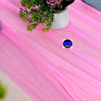 MDS 2 Pack 14ft Chiffon Table Runner 29 x 170 Inches Sheer Wedding Runner Romantic Rustic Table Runner for Wedding Decorations, Birthday Parties, Bridal Shower Party Arch Decor - Bubblegum Pink