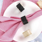 12 Pcs Rustic Epoxy Resin Napkin Rings - Napkin Holders for Parties, Dining, Family Gatherings, Weddings, Holidays, Décor, Gifting - Durable Tabletop Decor (Ivory Black) - CLEENTABLE