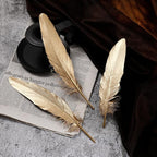 Larryhot Gold Goose Feathers for Crafts - 6-8 inch 60 pcs Natural Feathers for Wedding Party Decorations,DIY Crafts and Clothing Accessories (Gold)