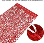 3 Pack Red Backdrop Curtain - CYLMFC 3.3 ft x 6.6 ft Foil Backdrop Curtain Streamers Birthday Decorations for Birthday Party Christmas Graduation Decor