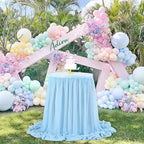 9ft Baby Blue Table Skirt Baby Shower Tablecloth for Boy Birthday Sweetheart Cake Table Wedding Table Decoration