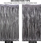 4 Pack Wavy Grey Foil Fringe Curtains Party Decorations - 3.3 ft x 6.6 ft Tinsel Curtain Backdrop for Birthday Bachelorette Wedding Birthday Disco Party Decorations