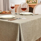 Fitable Linen Textured Tablecloths 2 Pack, Faux Burlap Rectangle Table Clothes for 6 Foot Tables, Flax Holiday Table Covers for Kitchen Dining, Outdoor Picnic, Farmhouse (Khaki, 54 x 108 Inch)