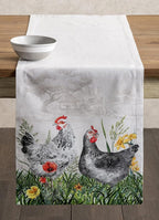 Maison d' Hermine Table Runner 100% Cotton Single Layer Table Runners 108 inches Long Decorative for Home Kitchen Dining Party Wedding Bridal Shower Spring Summer (Basse Cour, 14.50" x 108")
