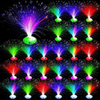 Retisee 24 Pcs Halloween Fiber Optic Lamp Multicolored Centerpiece Optic Lights Battery Powered with Cone Base Illuminated Crystals for Room Wedding Holiday Independence Day Tables Disco Party