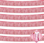 10 Pack 10 Feet Pink Foil Fringe Garland Metallic Tinsel Streamers Banner Wall Hanging Curtain Backdrop for Parade Floats, Bachelorette, Wedding, Birthday, Halloween, Christmas Party Decorations