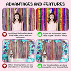 2 Pack 3.3x8.2 Feet Rainbow Foil Fringe Backdrop Curtains, Tinsel Streamers Birthday Party Decorations, Fringe Backdrop for Graduation, Baby Shower, Gender Reveal, Disco Party