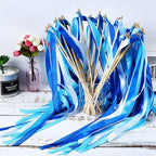 Boao 40 Pieces Mixed Color Ribbon Sticks with Bell, Ribbon Sticks for Stick Party, Streamers for Wedding Birthday Party Celebration Baby Shower Favors(Blue)