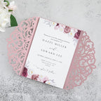 20Pcs Dusty Rose Laser Cut Invitation Cards With Blank Inner Sheets for Wedding Cards Bridal Shower Engagement Quinceanera Invitation (No Envelopes)