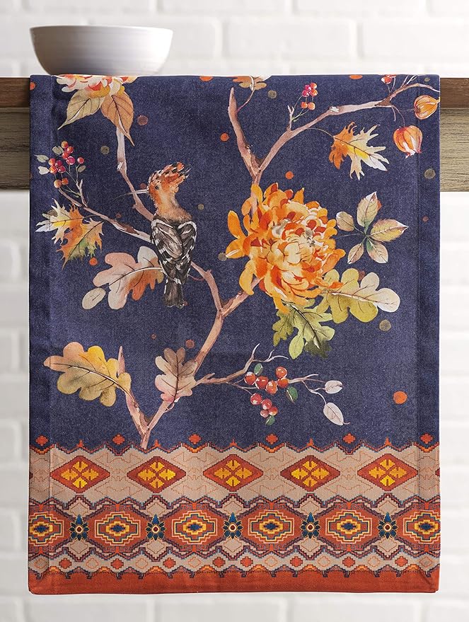 Maison d' Hermine Table Runner 100% Cotton Single Layer Table Runners 72 inches Long for Thanksgiving Christmas Decorations Home Kitchen Dining Party Wedding (Kelim - Infinity, 14.5" x 72")