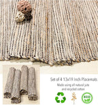 Chardin Home Natural Jute & Brown Placemats, Set of 4 – Rustic Handmade Boho Table Mats, 13x19 Inch Dining Table Placemats for Kitchen, Everyday Meals, Holidays, Farmhouse or Modern Table Décor