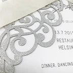 50Pcs Laser Cut Wedding Invitation With Glitter Envelopes And Ribbons Blank Personalized Card Invitaciones Para quinceañera Birthday Baby Shower Christmas Party Bridal Shower (Silver)