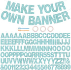 BEISHIDA 116 PCS Glitter Baby Blue DIY Letter Banner Kit Make Your Own Banner，Including 111 Letters and Numbers 3 Rope and 2 Threading Device,Customized for Birthday Graduation Wedding Party Decor