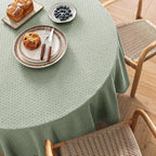 MIULEE Sage Green Linen Cottton Table Cloth Round Tablecloth Waterproof Spillproof Cross-Star Textured Table Cltoth Decorative Farmhouse Style for Dining Party Weddings 60 Inch