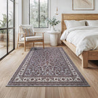 Bloom Rugs Washable Non-Slip 4' x 6' Rug - Slate Gray Traditional Oriental Area Rug for Living Room, Bedroom, Dining Room, and Kitchen - Exact Size: 4' x 6'