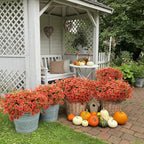 Artificial Flowers for Outdoors 24 Bundles, UV Resistant Orange Fake Silk Flower Fall Autumn Garden Decor Wedding Window Door Decorations