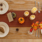 Boho Rust Table Runner for Home Decor 12x72 Inches Farmhouse Macrame Burlap Jute Rustic Dining Kitchen Centerpiece Bohemian Decor French Country Baby Bridal Shower Decorations