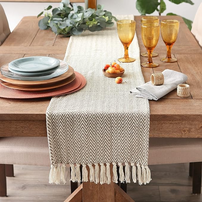 DII Woven Basic Tabletop Collection, Chevron Table Runner, 15x72, Darn Brown