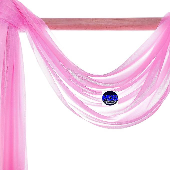 MDS Halloween Chiffon Draping Fabric - 2 Panel, 30" Wide x 20ft Long - Sheer Spooky Arbor & Canopy Drapery for Haunted House Backdrops, Party Ceilings, DIY Costumes & Themed Events - Bubblegum Pink