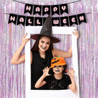 BRAVESHINE Pink Streamers Tinsel Foil Fringe Curtains - 2Pcs 3.2x8.2ft Metallic Photo Booths Backdrop for Girl/Princess/Birthday/Bridal Shower/Engagement/Bachelorette/Boo/Halloween Party Decorations