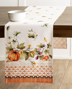 Maison d' Hermine Table Runner 100% Cotton Double Layer Table Runners 72 inches Long for Thanksgiving Christmas Decorations Home Kitchen Dining Wedding (Pumpkin Garden - Cloudy Cream, 14.5" x 72")