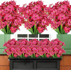 AmyHomie 20 Bundles Artificial Flowers for Outdoor Outside Spring Summer Decoration UV Resistant Faux Flowers No Fade Fake Plastic Plants Garden Porch Window Box Decorating (Fuchsia)