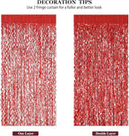 3 Pack Red Backdrop Curtain - CYLMFC 3.3 ft x 6.6 ft Foil Backdrop Curtain Streamers Birthday Decorations for Birthday Party Christmas Graduation Decor