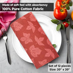 Urban Villa Fall Leaves Print Set of 12 Dinner Napkins (20X20 Inches) 100% Cotton Premium Quality Thanks Giving Over Sized Harvest Cloth Napkins with Mitered Corners Ultra Soft Durable Hotel Quality