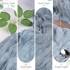 12 Pack Dusty Blue Cheesecloth Table Runner 10FT Long Boho Gauze Table Runner Rustic Sheer Runner for Wedding Bridal Baby Shower Birthday Party Table Decor Thanksgiving Christmas Decorations
