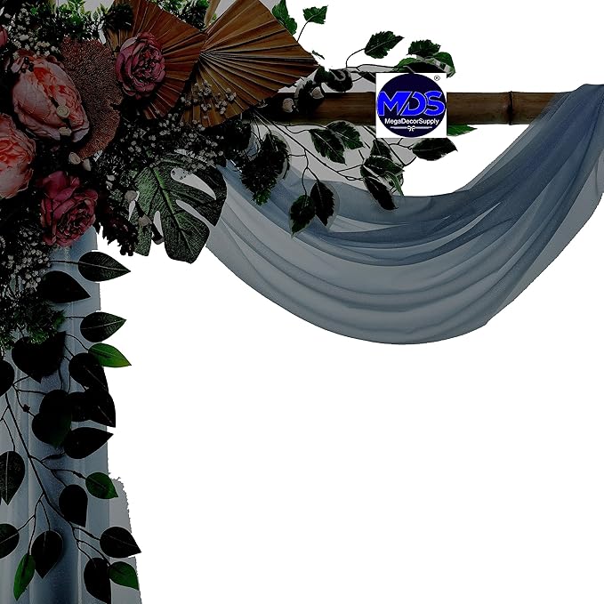 MDS Halloween Chiffon Draping Fabric - 1 Panel, 30" Wide x 40ft Long - Sheer Spooky Arbor & Canopy Drapery for Haunted House Backdrops, Party Ceilings, DIY Costumes & Themed Events - Dusty Blue
