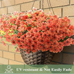 Artificial Flowers for Outdoors 24 Bundles, UV Resistant Orange Fake Silk Flower Fall Autumn Garden Decor Wedding Window Door Decorations