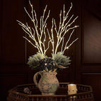 Hairui Lighted Artificial Twig Birch Branch with Fairy Lights 30IN 100 LED Battery Operated, White Willow Branch with Lights for Christmas Holiday Wedding Party Decoration