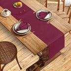 Ruvanti Linen Table Runner 90 Inches, Classic Hemstitch, Washable, Reusable, Non-Slipping, Stain Resistant- Perfect for Parties, Weddings, Dinners, Thanksgiving, Christmas, Indoor use – Burgundy