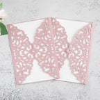 20Pcs Dusty Rose Laser Cut Invitation Cards With Blank Inner Sheets for Wedding Cards Bridal Shower Engagement Quinceanera Invitation (No Envelopes)