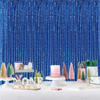 Glitter Backdrop Curtains Royal Blue Sequin Background 3 Packs 2FT x 8FT Sequin Fabric Baby Shower Birthday Party Decorations