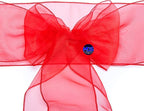 MDS Pack of 25 PCS Organza Chair Sashes Wider Dining Chair Bows Ribbon Tie Back for Wedding Party Birthday Bridal Shower Reception Event Banquet Home Chair Cover Decoration - Red