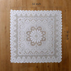 HOMECOOL Square Small Table Cloth - Ivory Crochet Tablecloth for Round Coffee Table 35 X 35 Inch - Sunflower