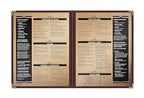 Goodsmart Restaurant Menu Covers - 25 Pack Brown 8.5" x 11", 2-Page/4-View, Side-Loading Vinyl Menu Holders, Clear Sleeves, Double-Stitched Edge, Leather-Style Café Menu Covers with Gold Corners